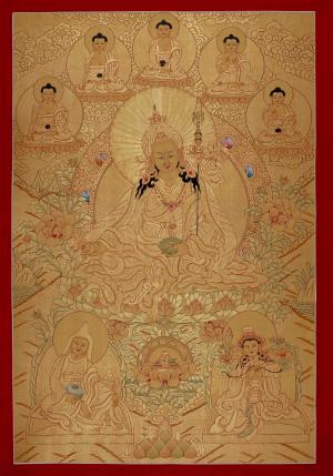 Full Gold Guru Rinpoche Thangka Painting | Padmasambhava Thangka | Lotus- Born Guru